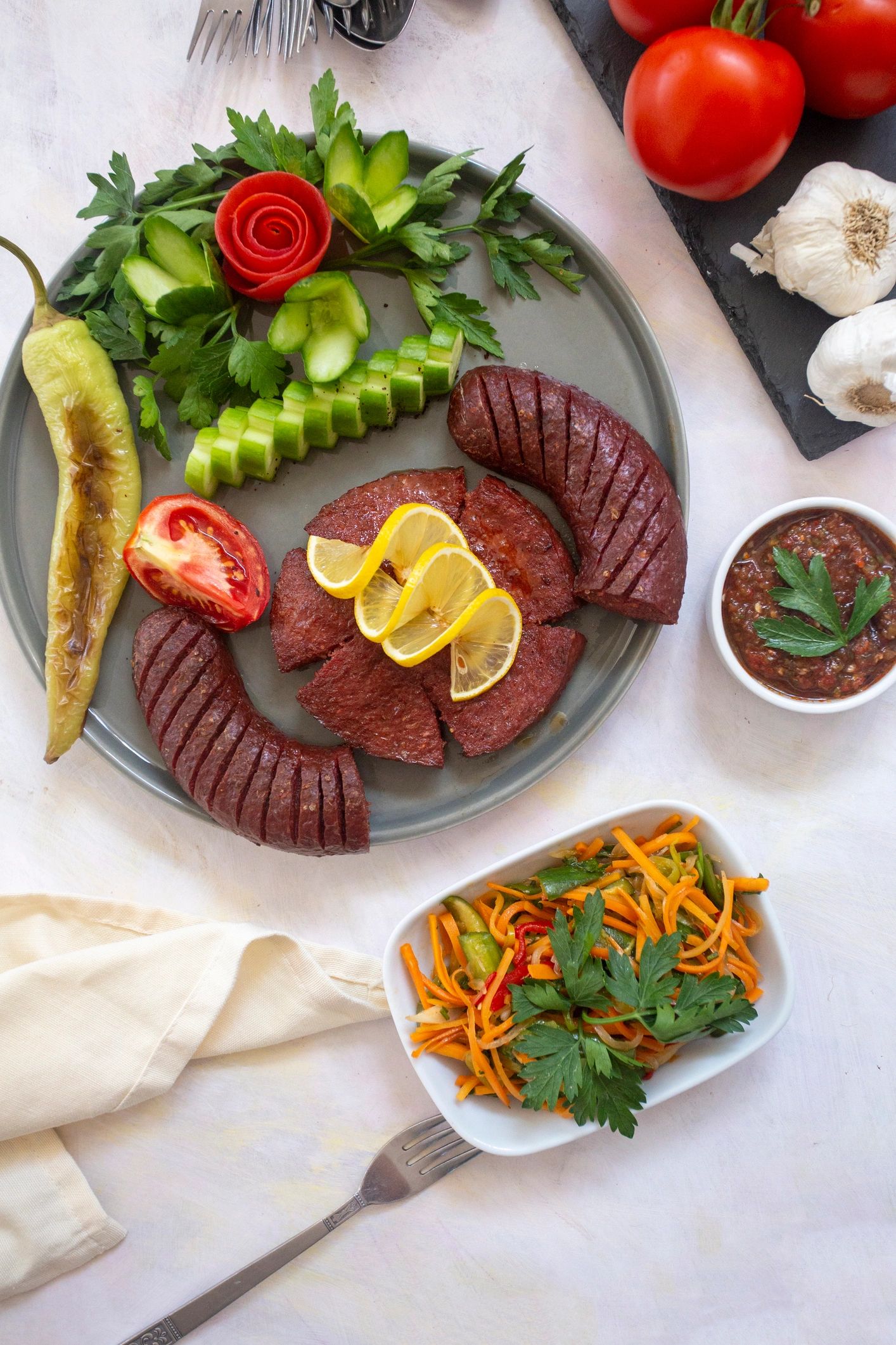 Traditional Turkish Sucuk rustic charcuterie style 250g cured sausage